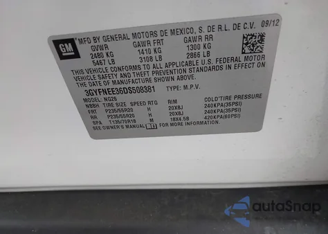 2013 Cadillac Srx Premium Collection из США, поврежденный, VIN 3GYFNEE36DS508381